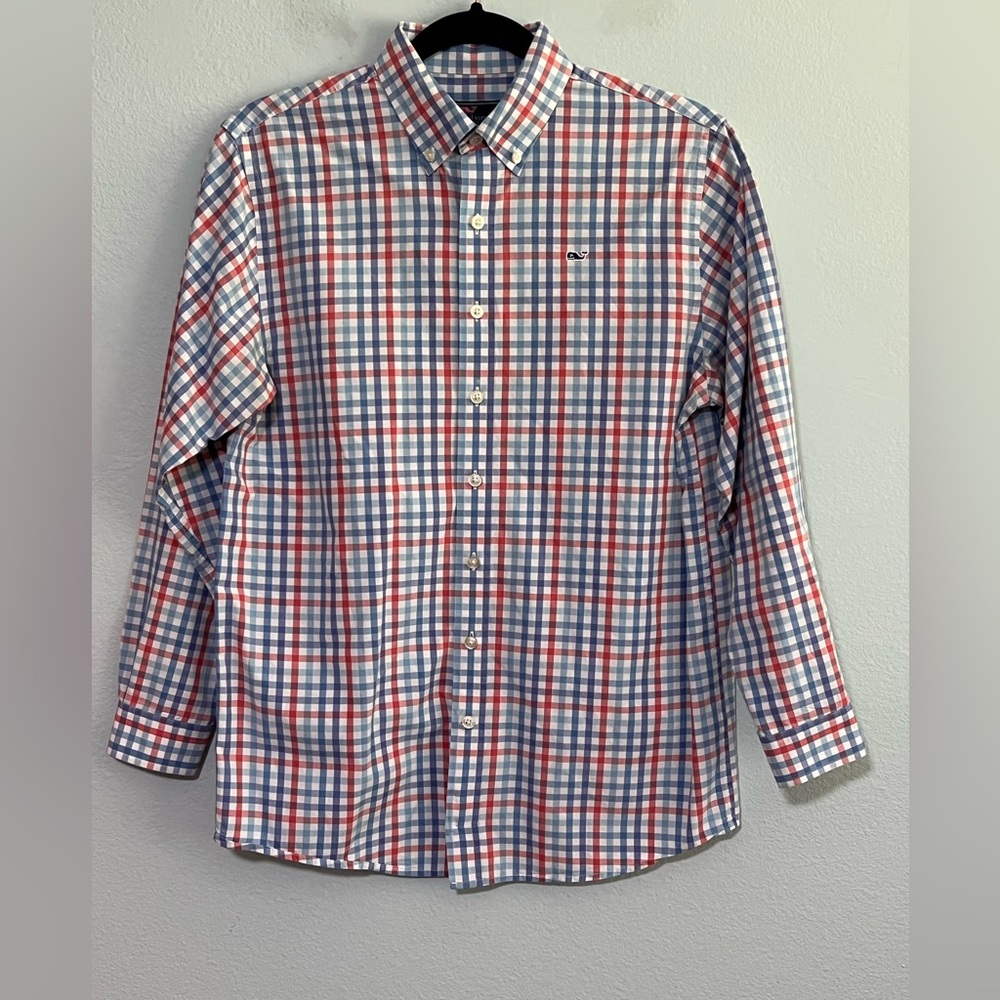 VINEYARD VINES Long Sleeve Cotton Whale Shirt- L